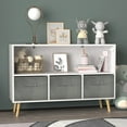 thumbnail image 1 of ARCTICSCORPION 3 Drawers Modern Standard Bookcase, Fiberboard White & Gray, 1 of 7