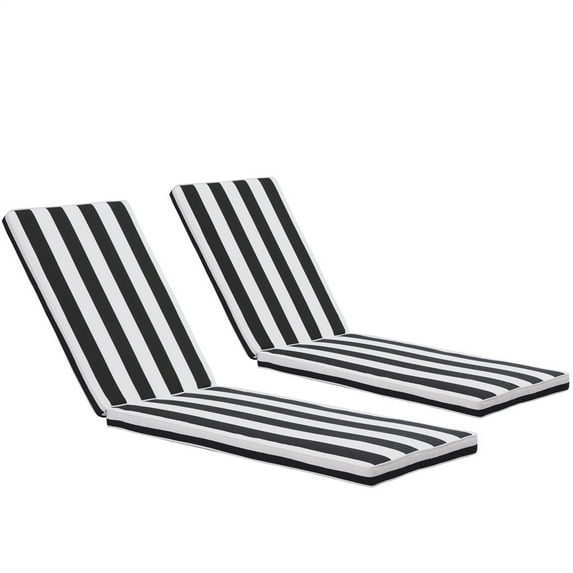ARCTICSCORPION 74.41" x 22.05" Black and White Zebra Striped Outdoor Lounge Cushion with High Back