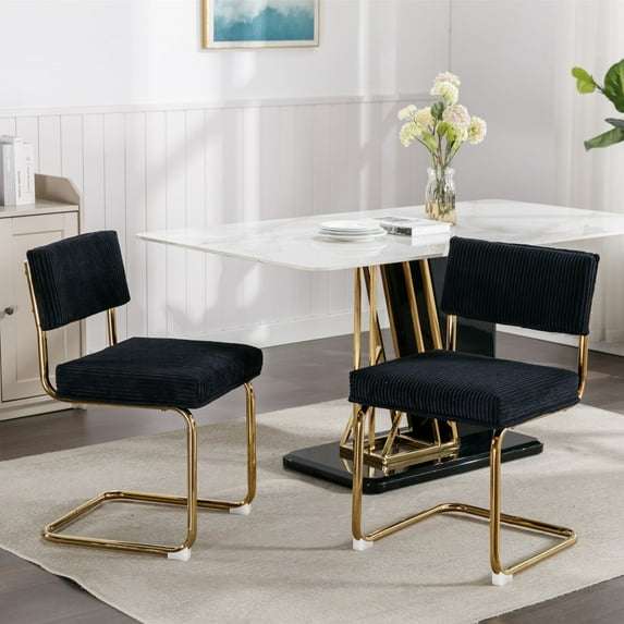 ARCTICSCORPION Fabric Dining Side Chairs, Black (Set of 2)