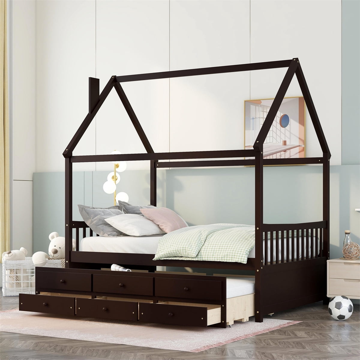 House Bed With Trundle
