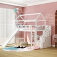 thumbnail image 1 of ARCTICSCORPION House Loft Bed with Slide,Twin Size Loft Bed with Storage Stairs and Ladder,Wood Loft Bed Frame with Roof and Guardrail,Stairway Playhouse Bed for Boys Girls,No Box Spring Needed,White, 1 of 7