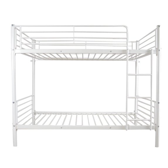 ARCTICSCORPION Kids Metal Twin over Twin Bunk Bed with Ladder and Guardrail, White