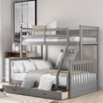 thumbnail image 1 of ARCTICSCORPION Kids Pinewood Bunk Bed Twin-Over-Full Bunk Bed with Storage Drawers and Ladders Gray, 1 of 7
