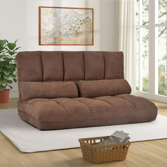 ARCTICSCORPION Multi-Functional Adjustable Floor Sofa with 2 Pillows, Brown