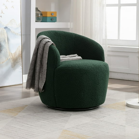 ARCTICSCORPION Sherpa Teddy Swivel Accent Chair with Ergonomic Back, Green