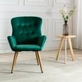 thumbnail image 1 of ARCTICSCORPION Velvet Accent Chair Modern Button Tufted Wingback Vanity Chair with Arms Upholstered Fabric Tall Back Desk Chair with Solid Wood Legs for Reading Living Room Bedroom Waiting Room, Green, 1 of 7