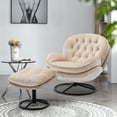thumbnail image 1 of ARCTICSCORPION Velvet Accent Chair with Ottoman, 360 Degree Swivel Lounge Armchair with Metal Base, Comfy TV Chair Recliner Chair for Living Room, Bedroom, Reading Room, Office, Beige, 1 of 7