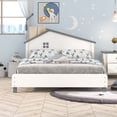 thumbnail image 1 of ARCTICSCORPION Wood Full Size Low Platform Bed Frame with House-shaped Headboard, 82.4"L X 57.1"W X 38.3"H 300 lbs Load Easy Assembly, White, 1 of 9