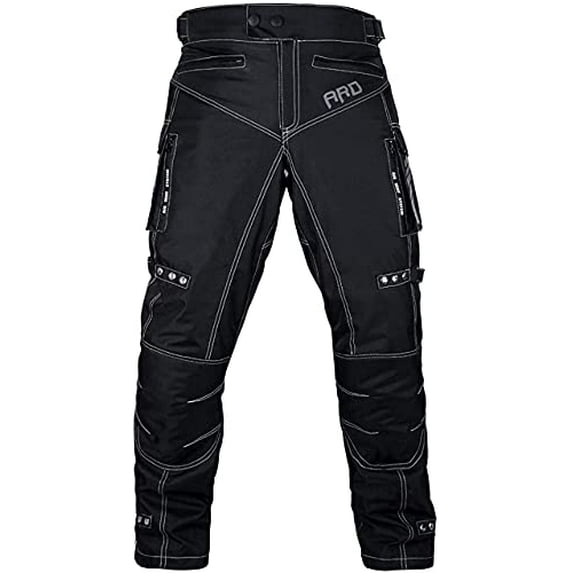 ARD Motorcycle Pants Men Biker Dual Sport Motorbike Waterproof, Windproof Riding Pants All-Weather, Removable CE Armored (32W×32L) Black