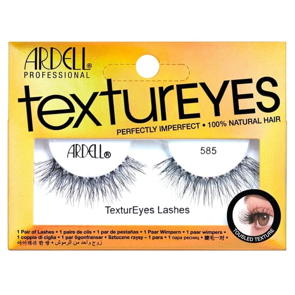 Ardell Professional TexturEyes 585 Eyelashes. 100% Natural. Long Length, Full Volume. Multidimensional Look. Black. 1 Pair