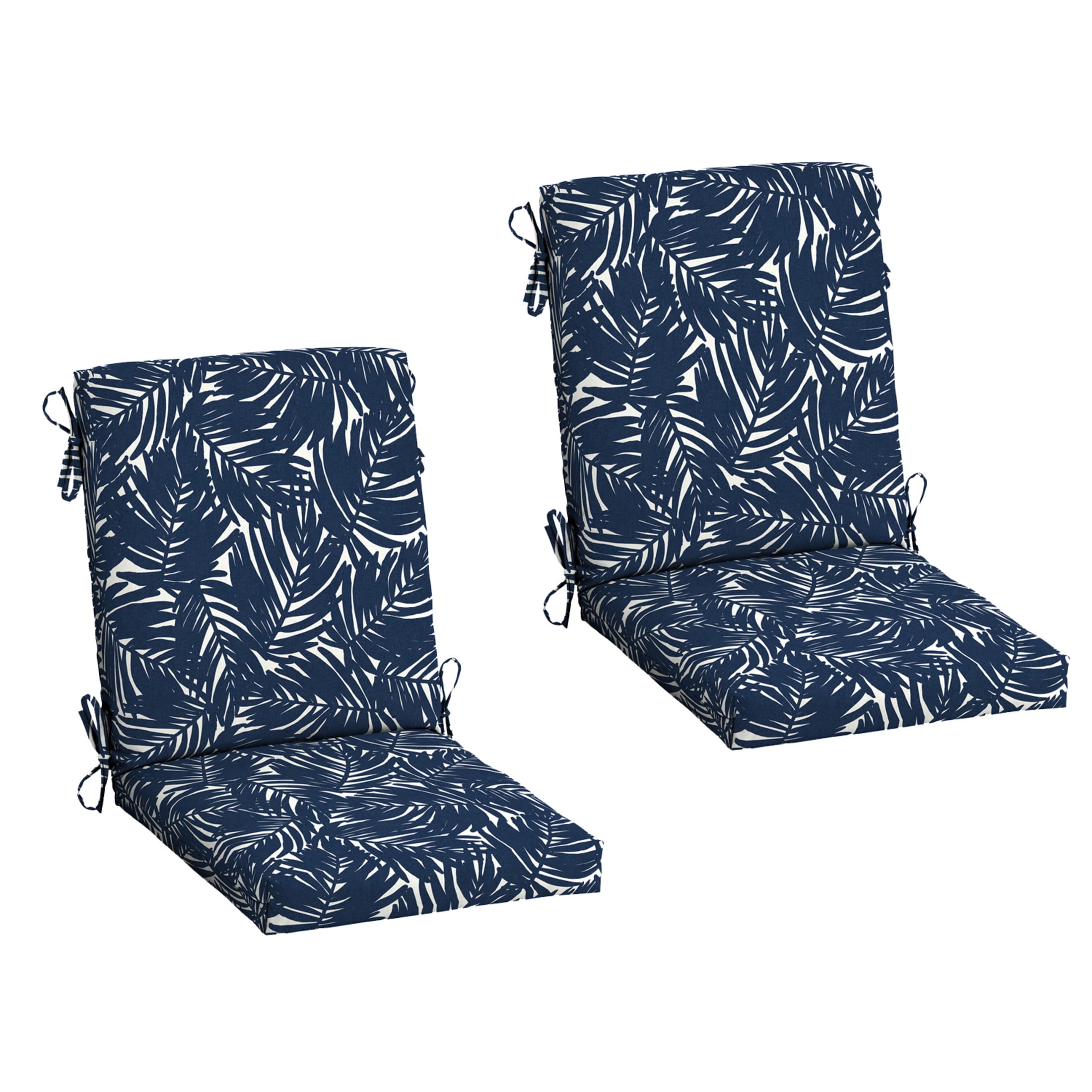 ARDEN 2-Pack earthFIBER Outdoor Patio Dining Chair Cushion, 20x44, Rain-Proof Seat Pad, Fade-Resistant Outdoor Cushion Navy Blue King Palm