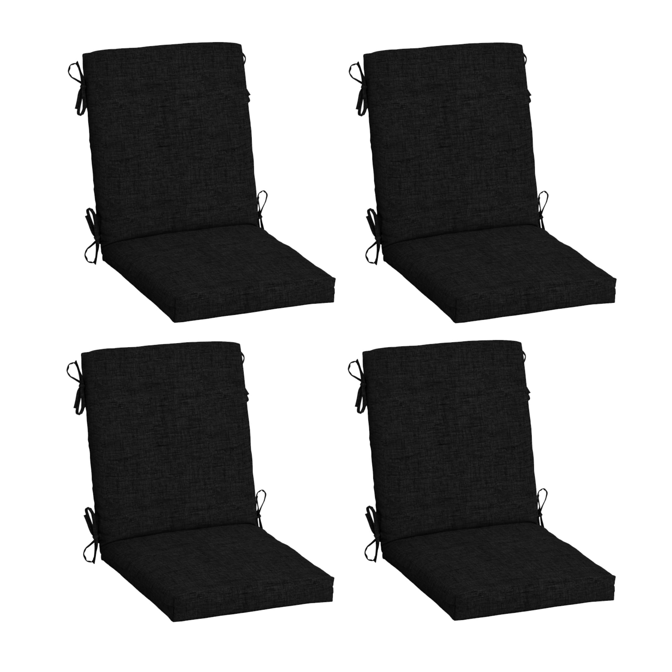 ARDEN 4-Pack Outdoor Patio Dining Chair Cushion, 20x44, Rain-Proof Seat Pad, Fade-Resistant Outdoor Cushion Black Leala