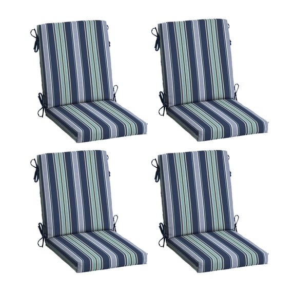 ARDEN 4-Pack Patio Dining Outdoor Chair Cushions, 20x44, Rain-Proof Seat Pad, Fade-Resistant Outdoor Sapphire Aurora Blue Stripe