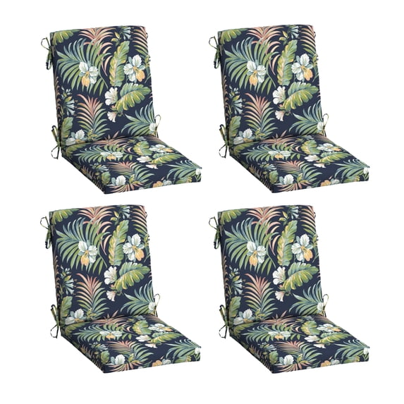 ARDEN 4-Pack Outdoor Patio Dining Chair Cushion, 20x44, Rain-Proof Seat Pad, Fade-Resistant Outdoor Cushion Simone Blue Tropical