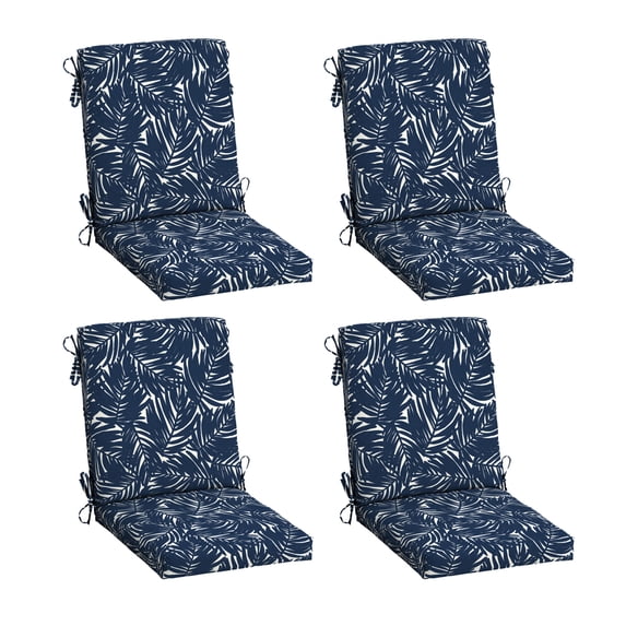 ARDEN 4-Pack earthFIBER Outdoor Patio Dining Chair Cushion, 20x44, Rain-Proof Seat Pad, Fade-Resistant Outdoor Cushion Navy Blue King Palm
