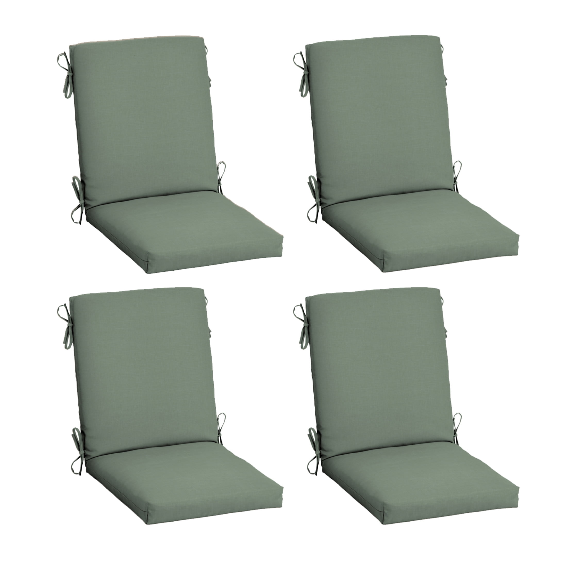 ARDEN 4-Pack earthFIBER Outdoor Patio Dining Chair Cushion, 20x44, Rain-Proof Seat Pad, Fade-Resistant Outdoor Cushion Sage Green Texture