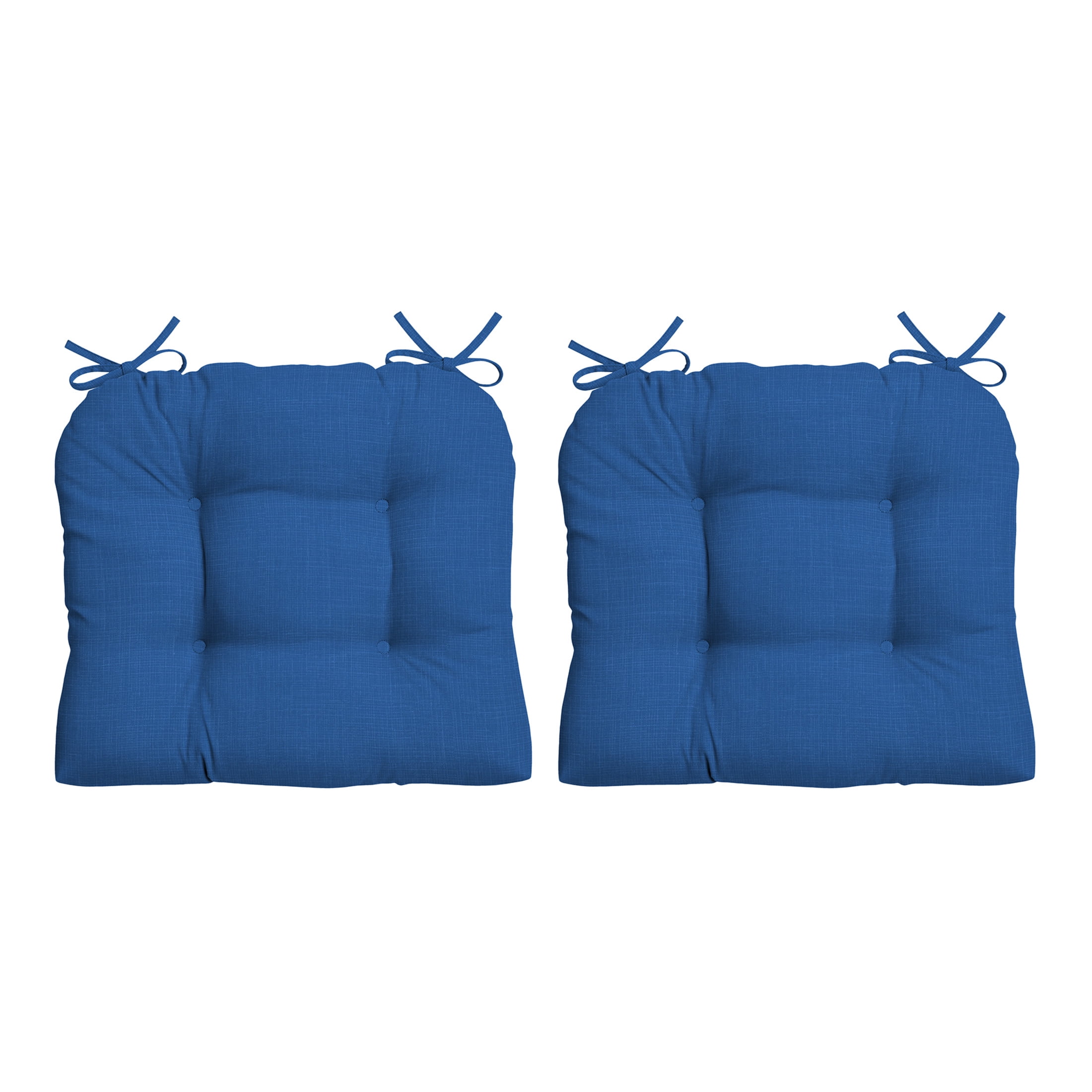 Cobalt Blue Polyester Outdoor Wicker Chair Cushion Set
