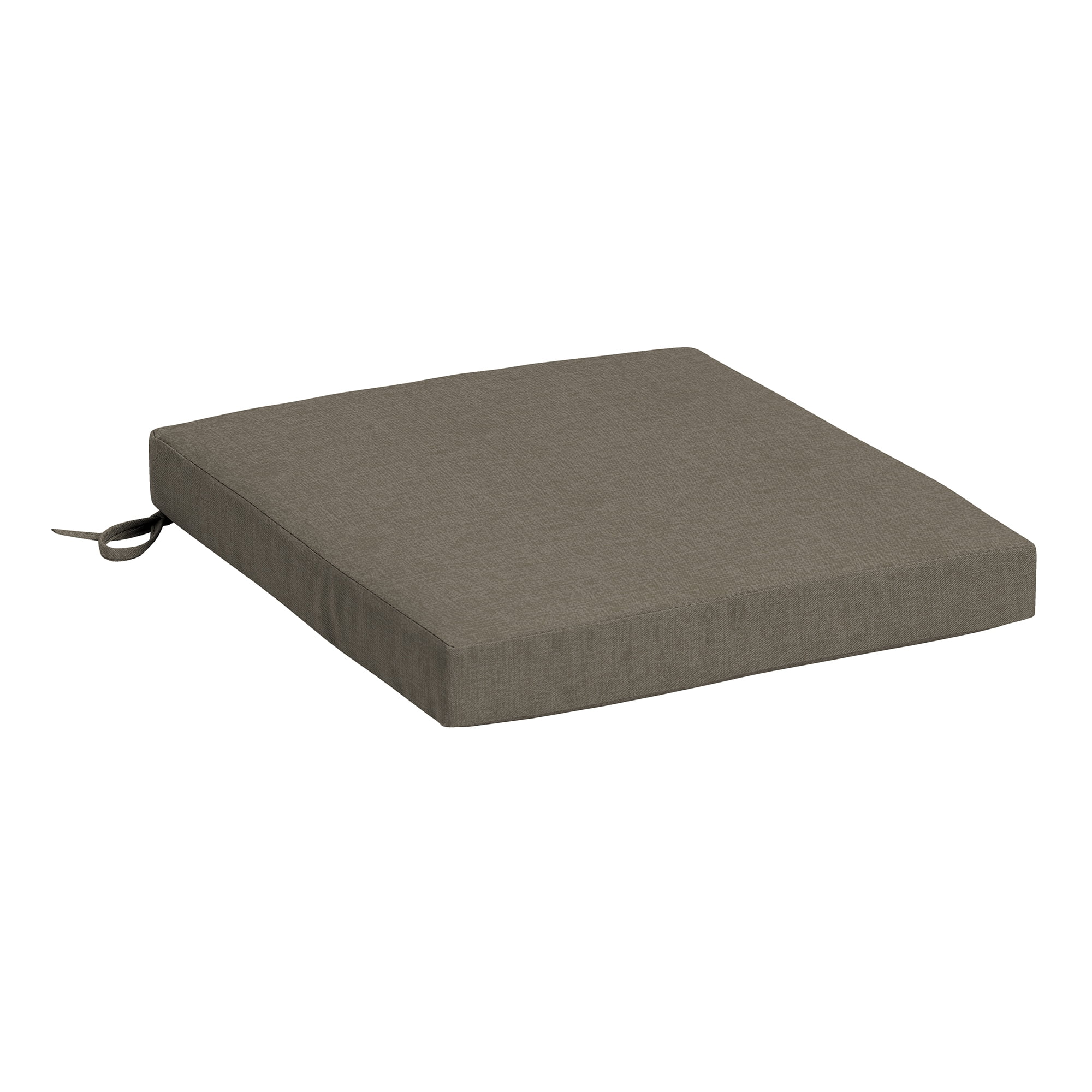 Brown Polyester Outdoor Seat Cushion with Ties, 17 x 17