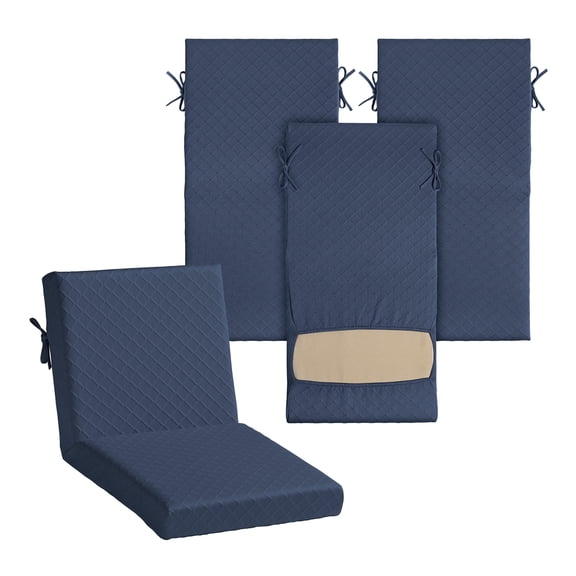 ARDEN Elastic 1-PC Dining Chair Cushion Cover (4-Pack), Stretch Knit Patio Cushion Slipcover, Fade Resistant, Machine Washable, Indoor/Outdoor Replacement Cover, Fits Multiple Sizes, Navy