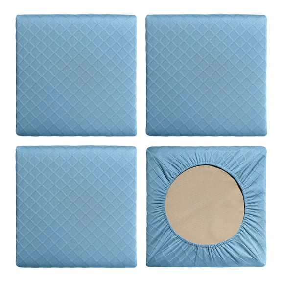 ARDEN Elastic Seat Pad Cushion Cover (4-Pack), Stretch Knit Patio Cushion Slipcover, Fade Resistant, Machine Washable, Indoor/Outdoor Replacement Cover, Fits Multiple Cushion Sizes, French Blue