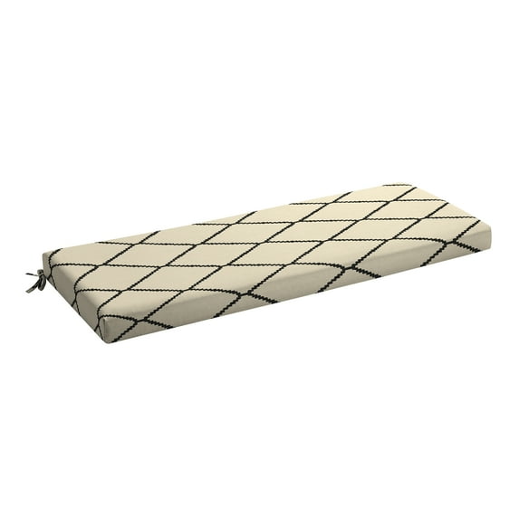 ARDEN Foam Outdoor Bench Cushion, 48 x 18, made with ProFoam, Rain-proof, Fade Resistant, Tan Diamond Trellis