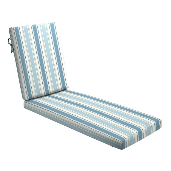 ARDEN Foam Outdoor Chaise Lounge Cushion, 21 x 72, made with ProFoam, Rain-proof, Fade Resistant, French Blue Linen Stripe