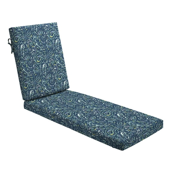 ARDEN Foam Outdoor Chaise Lounge Cushion, 21 x 72, made with ProFoam, Rain-proof, Fade Resistant, Sapphire Blue Ridge Paisley