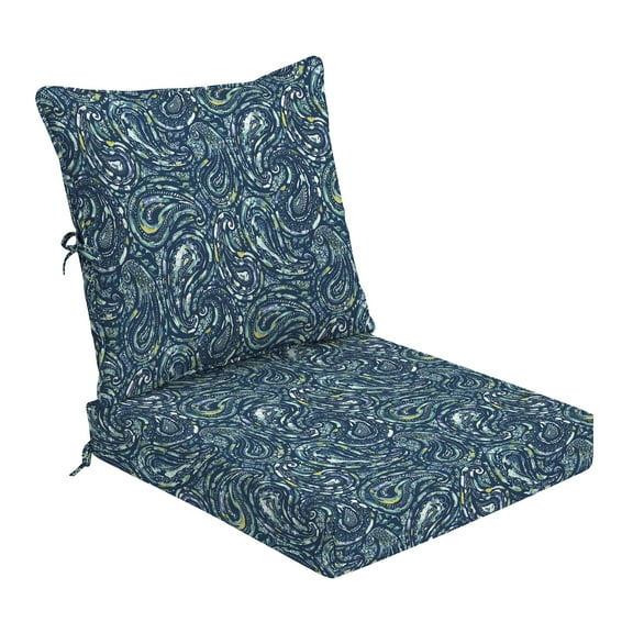 ARDEN Foam Outdoor Deep Seat Cushion Set, 24 x 24, made with ProFoam, Rain-proof, Fade Resistant, Sapphire Blue Ridge Paisley