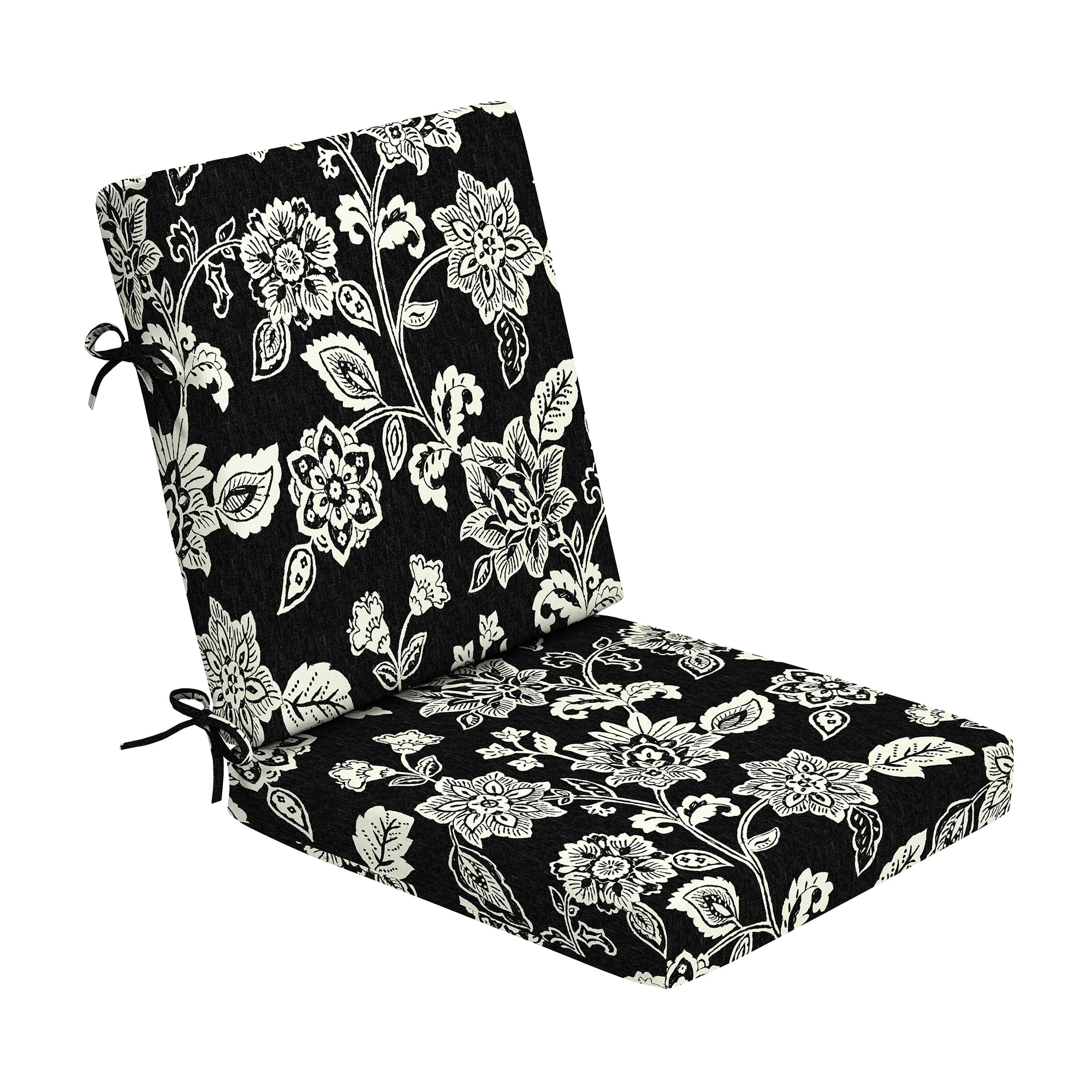 ARDEN Foam Outdoor Dining Chair Cushion, 20 x 20, made with ProFoam, Rain-proof, Fade Resistant, Ashland Black Jacobean