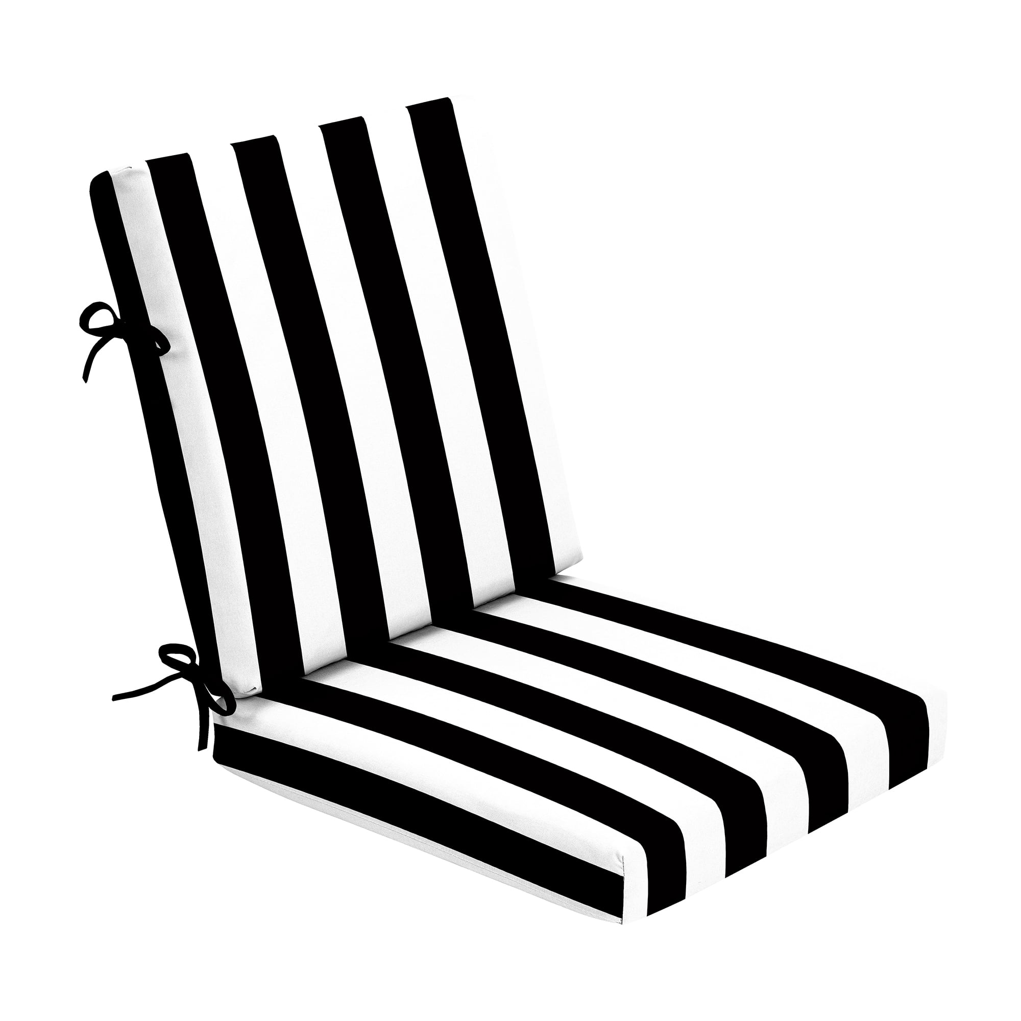 ARDEN Foam Outdoor Dining Chair Cushion, 20 x 20, made with ProFoam, Rain-proof, Fade Resistant, Black Cabana Stripe