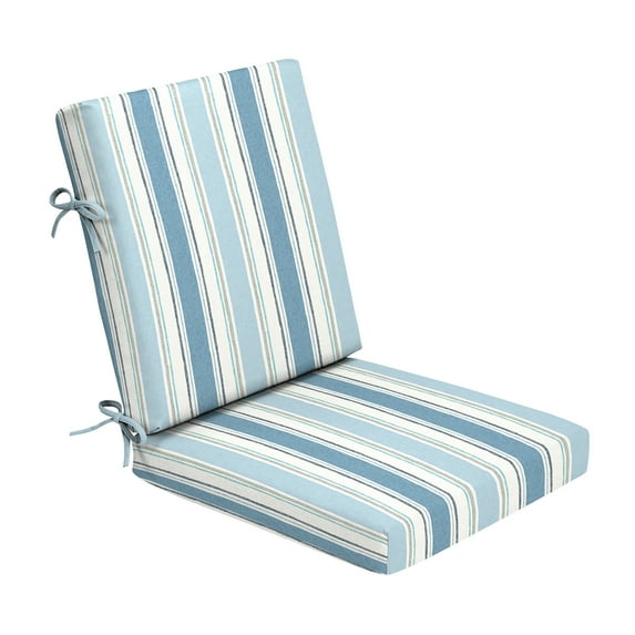 ARDEN Foam Outdoor Dining Chair Cushion, 20 x 20, made with ProFoam, Rain-proof, Fade Resistant, French Blue Linen Stripe