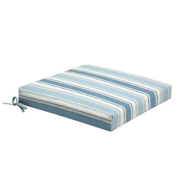 ARDEN Foam Outdoor Dining Seat Cushion Kit, 19 x 19, made with ProFoam, Rain-proof, Fade Resistant, French Blue Linen Stripe