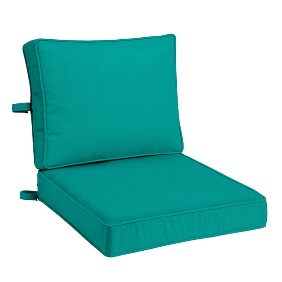 ARDEN Foam Outdoor Double Welted Deep Seat Cushion Set, 24 x 24, made with ProFoam, Rain-proof, Fade Resistant, Heathered Teal Woven Solid