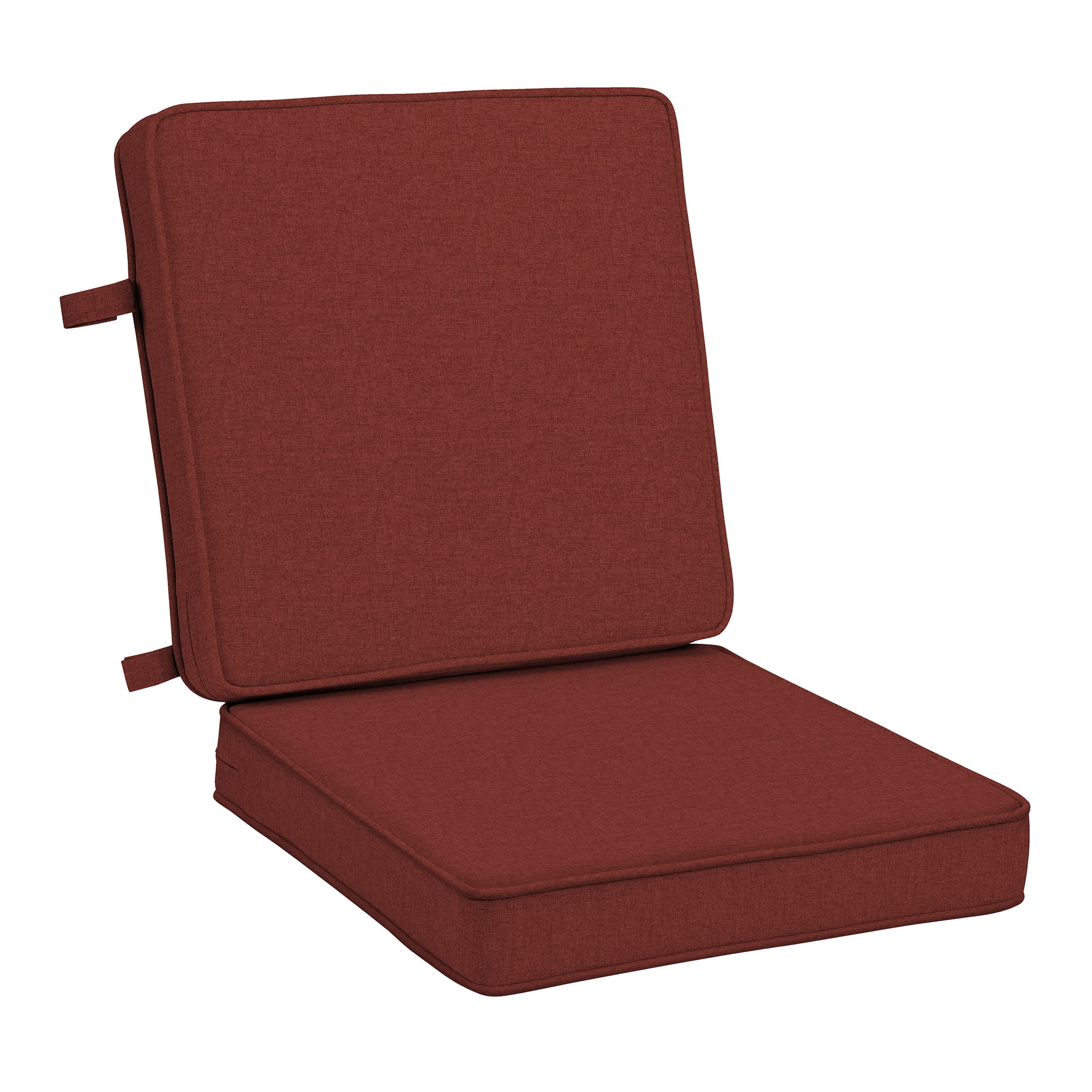 ARDEN Foam Outdoor Double Welted Dining Chair Cushion, 20 x 20, made with ProFoam, Rain-proof, Fade Resistant, Chili Pepper Red Woven Solid