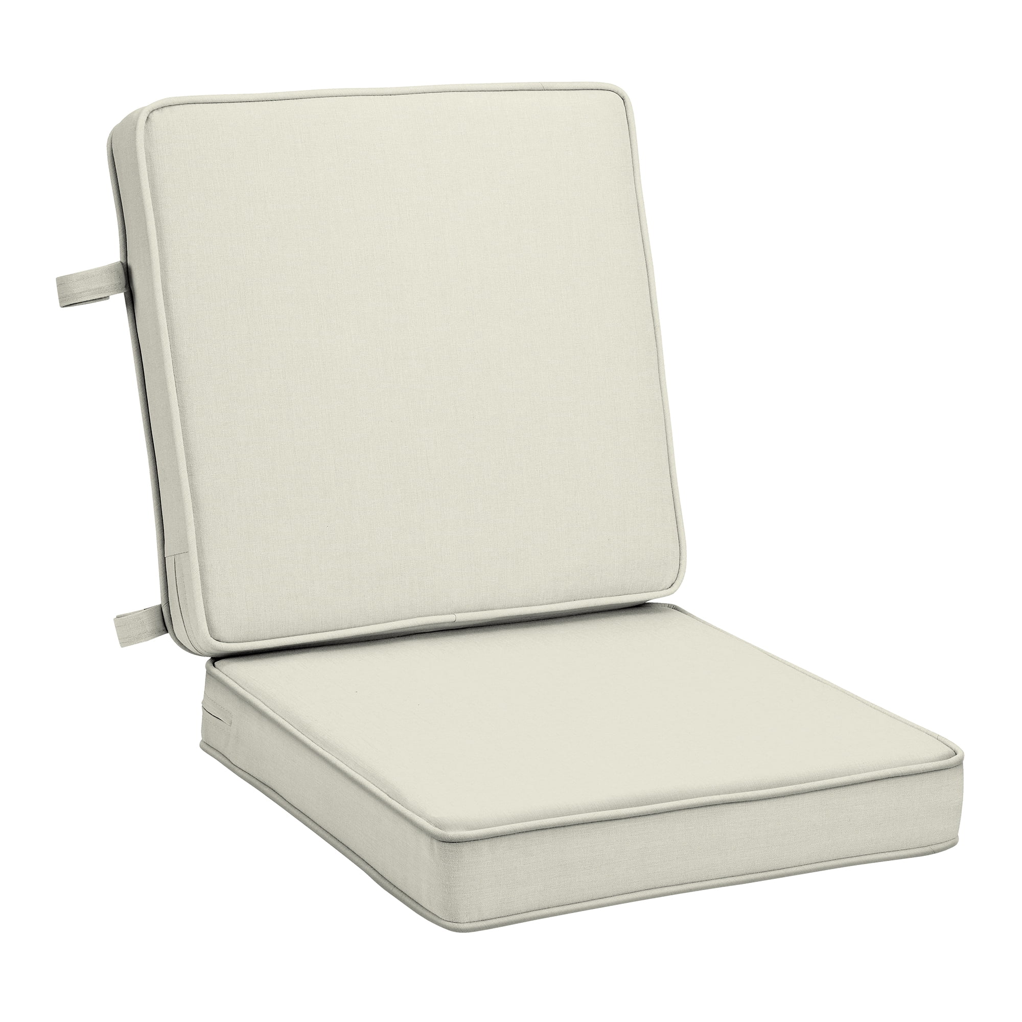 ARDEN Foam Outdoor Double Welted Dining Chair Cushion, 20 x 20, made with ProFoam, Rain-proof, Fade Resistant, Cream Woven Solid