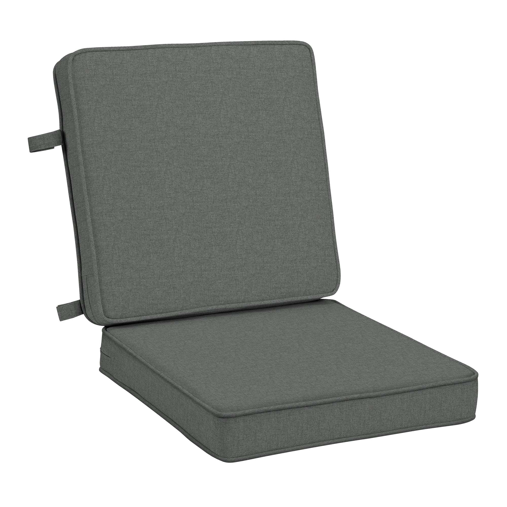 ARDEN Foam Outdoor Double Welted Dining Chair Cushion, 20 x 20, made with ProFoam, Rain-proof, Fade Resistant, Heathered Charcoal Woven Solid