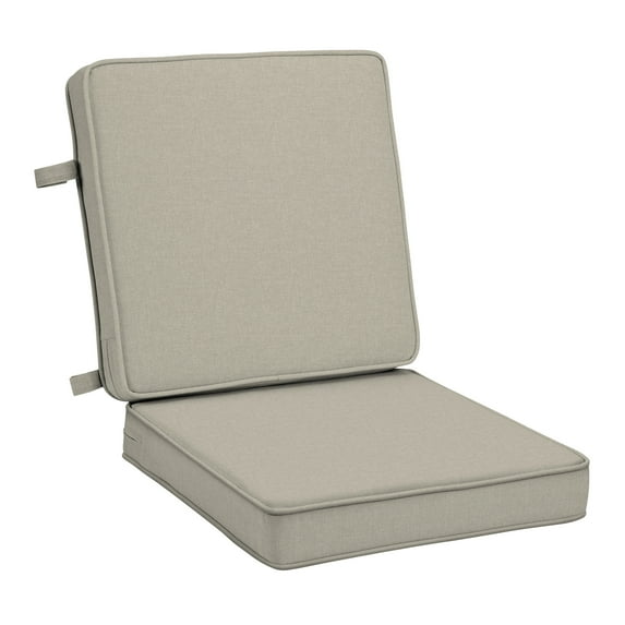 ARDEN Foam Outdoor Double Welted Dining Chair Cushion, 20 x 20, made with ProFoam, Rain-proof, Fade Resistant, Heathered Taupe Woven Solid