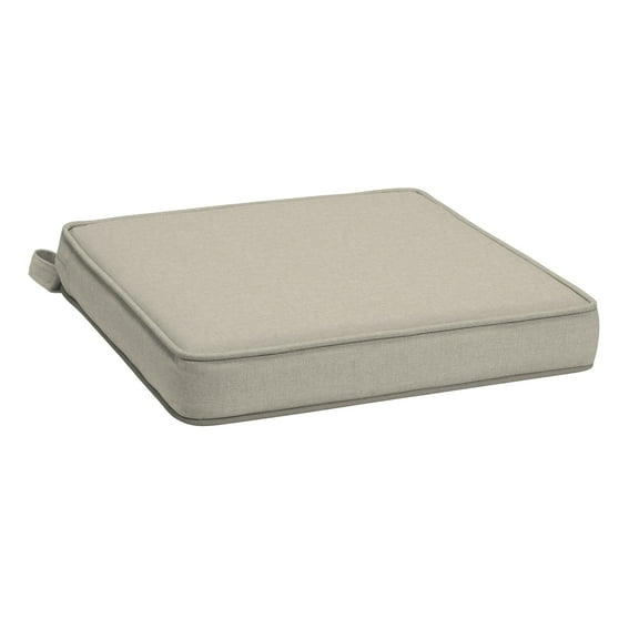 ARDEN Foam Outdoor Double Welted Dining Seat Cushion, 19 x 19, made with ProFoam, Rain-proof, Fade Resistant, Heathered Taupe Woven Solid
