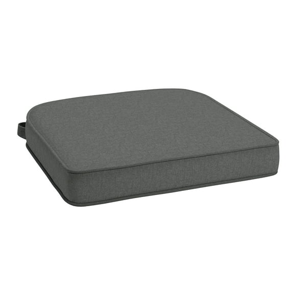 ARDEN Foam Outdoor Double Welted Round Back Seat Cushion, 20 x 19, made with ProFoam, Rain-proof, Fade Resistant, Heathered Charcoal Woven Solid