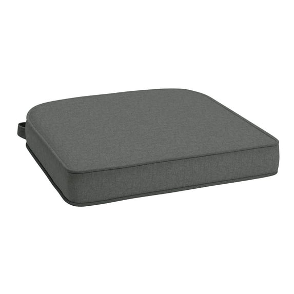 ARDEN Foam Outdoor Double Welted Round Back Seat Cushion, 20 x 19, made with ProFoam, Rain-proof, Fade Resistant, Heathered Charcoal Woven Solid
