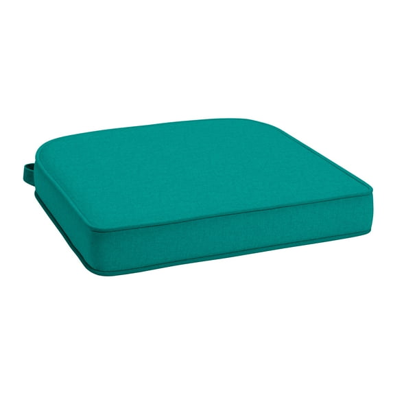 ARDEN Foam Outdoor Double Welted Round Back Seat Cushion, 20 x 19, made with ProFoam, Rain-proof, Fade Resistant, Heathered Teal Woven Solid