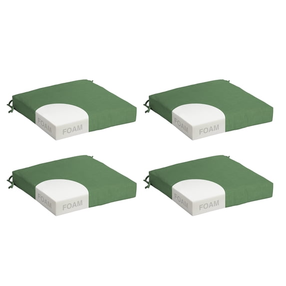 ARDEN Foam Outdoor Seat Cushions (4-Pack), 19 x 19, Premium High-Density Foam, Never Flattens, Weather-Proof for Outdoor Chairs Bright Moss Green Leala