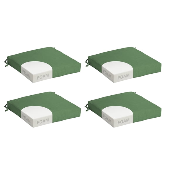 ARDEN Foam Outdoor Seat Cushions (4-Pack), 19 x 19, Premium High-Density Foam, Never Flattens, Weather-Proof for Outdoor Chairs Bright Moss Green Leala