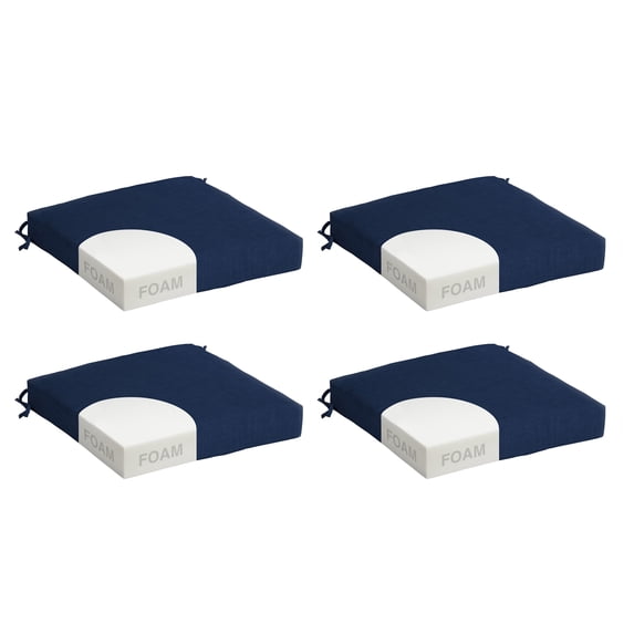 ARDEN Foam Outdoor Seat Cushions (4-Pack), 19 x 19, Premium High-Density Foam, Never Flattens, Weather-Proof for Outdoor Chairs Sapphire Blue Leala