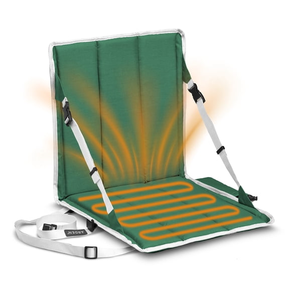 ARDEN Heated Stadium Seat, Foldable, Lightweight With Carrying Strap, Foam Cushion For Comfort, Adjustable, Back Support, Multi-Functional Use As Stadium Seat or Seat Pad, Green/White