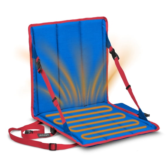 ARDEN Heated Stadium Seat, Battery Powered (not included) Foldable, Lightweight Foldable with Back Support & Carrying Strap for Sports Games, Camping, Outdoor Events, Royal Blue/Red