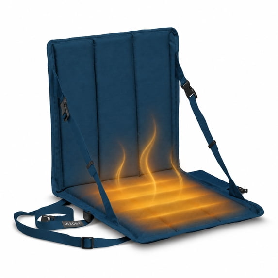 ARDEN Heated Outdoor Seat Cushion – Portable Heated Chair Pad for Adirondack Chairs, Camp Chairs & Patio Seating – Foldable, Adjustable Back Support, Carrying Strap Heated Stadium Seat Navy/Navy