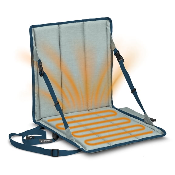 ARDEN Heated Stadium Seat, Battery Powered (not included) Foldable, Lightweight Foldable with Back Support & Carrying Strap for Sports Games, Camping, Outdoor Events, Gray/Navy