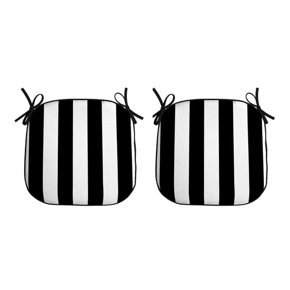 ARDEN Indoor/Outdoor Foam Seat Pad, 2 Pack, 17 x 16, Patio Cushion, Water repellent, Fade Resistant, Foam Cushion Black Cabana Stripe