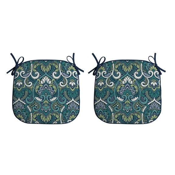 ARDEN Indoor/Outdoor Foam Seat Pad, 2 Pack, 17 x 16, Patio Cushion, Water repellent, Fade Resistant, Foam Cushion Sapphire Aurora Blue Damask